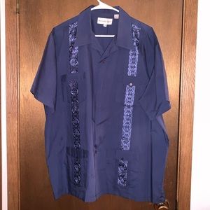 navy guayabera
